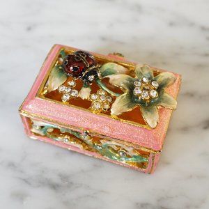 Micro Lady Bug and Lily Flower Trinket Container